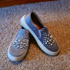 Vintage Havana Gray Studded Slip-On Sneakers